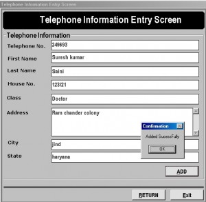 Telephone Number Enquiry System Project 