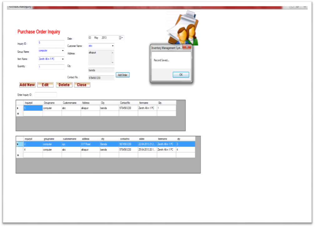 Inventory Management System Purchase Order Enquiry
