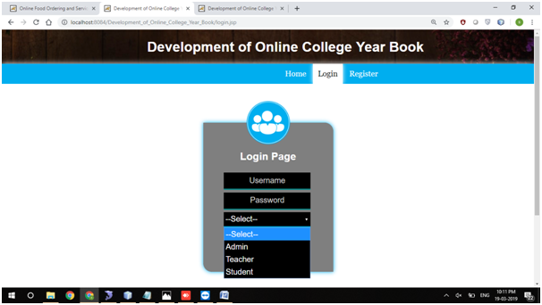 Development of College Yearbook Login Page