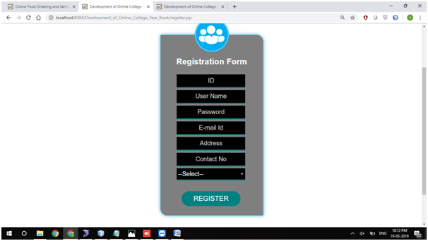 Development of College Yearbook User Registration Page