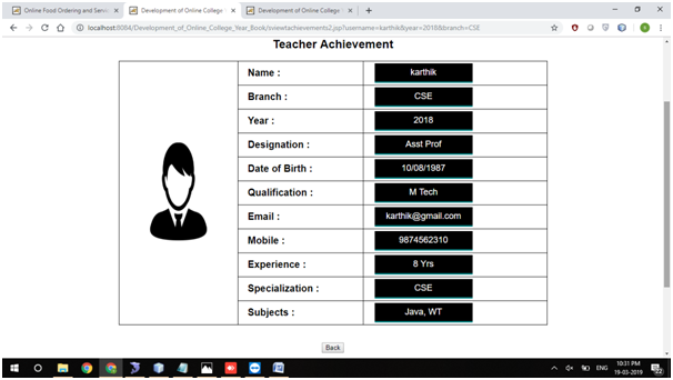View Teacher Achievements Page